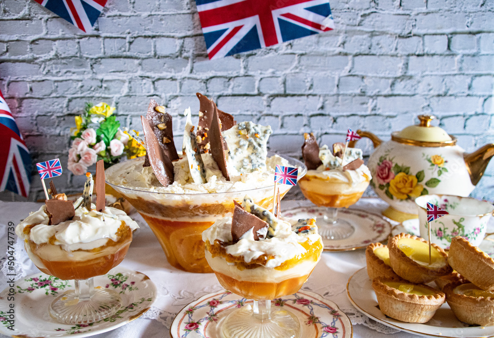 Queen Elizabeth II Platinum Jubilee Pudding /trifle vintage tea party