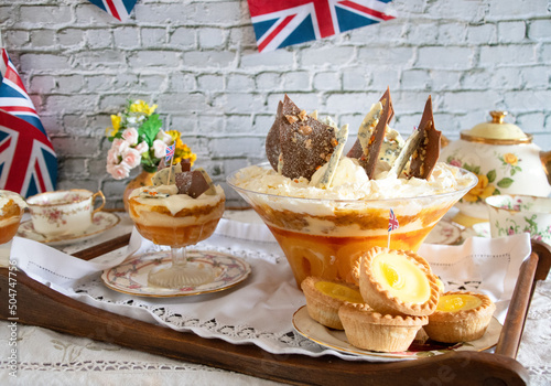 Queen Elizabeth II Platinum Jubilee  Pudding   /trifle   vintage tea  party  street celebrations  photo