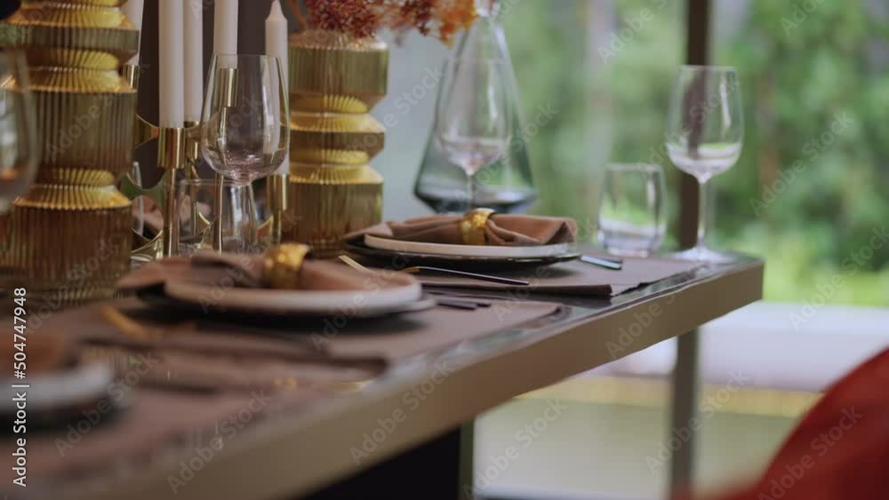 decorative ideas interior Table with glasses of house showflat arrangement indining room with background of white curtain with sunset home sweet home ideas concet