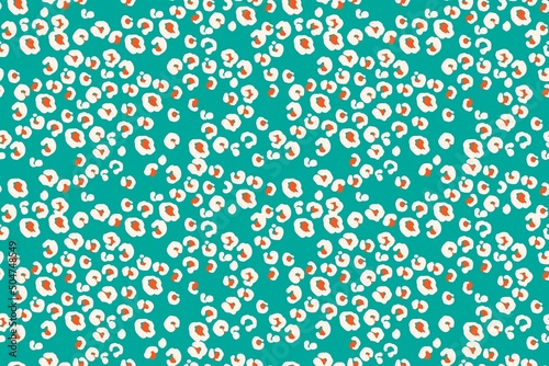 Seamless pattern with white and red dots, blots. Abstract field with tiny flowers. 