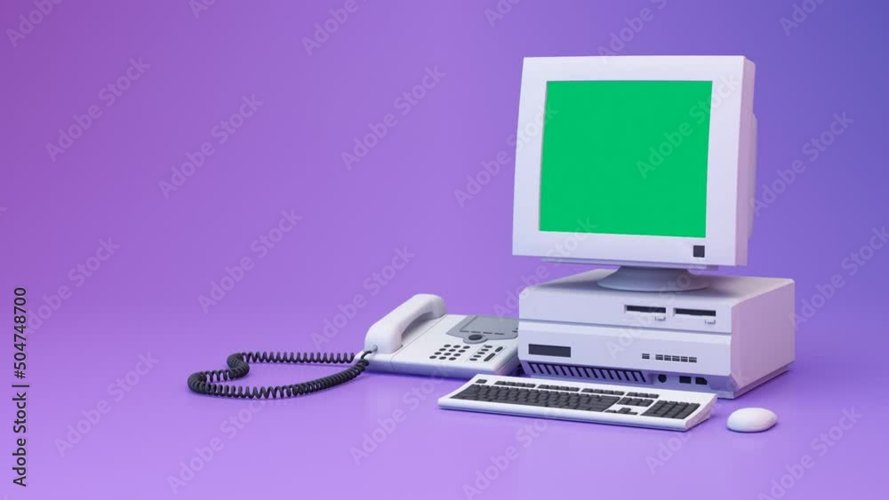 Abstract aesthetic background with 90s style system message windows, old vintage computer, mouse, keyboard, pop up icon system message window on pink and purple gradient y2k style realistic 3d render