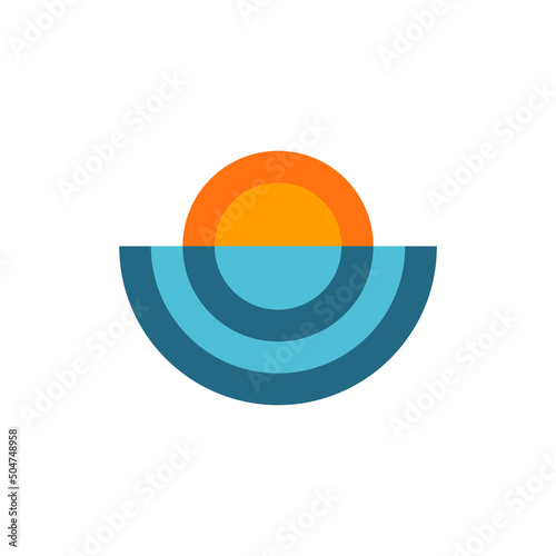 Retro logo of sea and sun