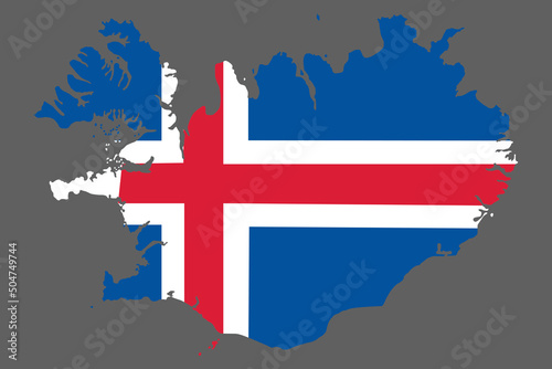 Map Iceland with flag europe cartography