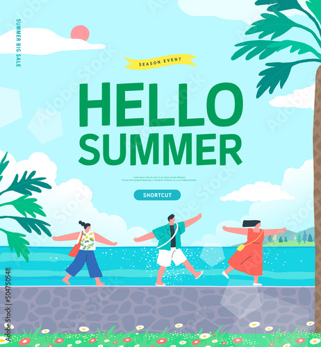 summer shopping event illustration. Banner 