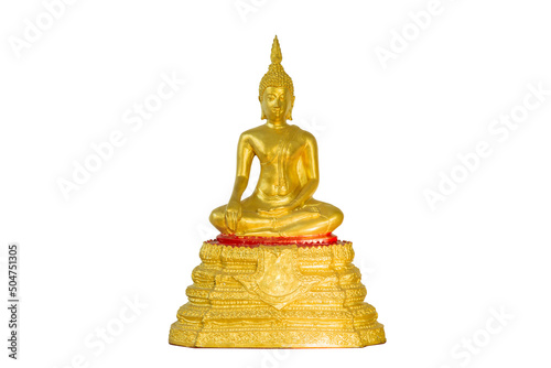 A beautoful golden buddha statue isolated on white background