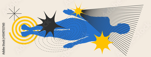 Abstract Vector Pattern Composition With geometric shapes, human body