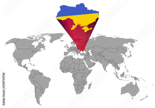 map of ukraine separately from the world map 3d effect