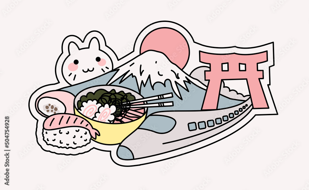 Vector Cute Kawaii Drawings Stickers. Set Of Doodles Stock Vector