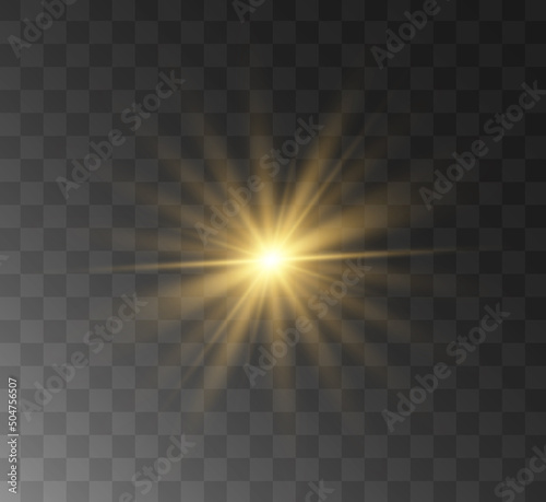 Light flare effect isolated on transparent background. Lens flare  sparkles  bokeh  shining star with rays concept. Abstract luminous explosion