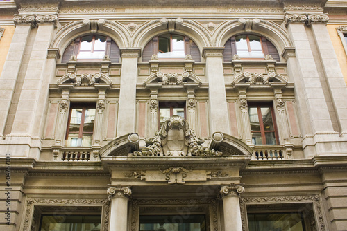 Beautiful building at Dante street (Via Dante) in the center of Milan