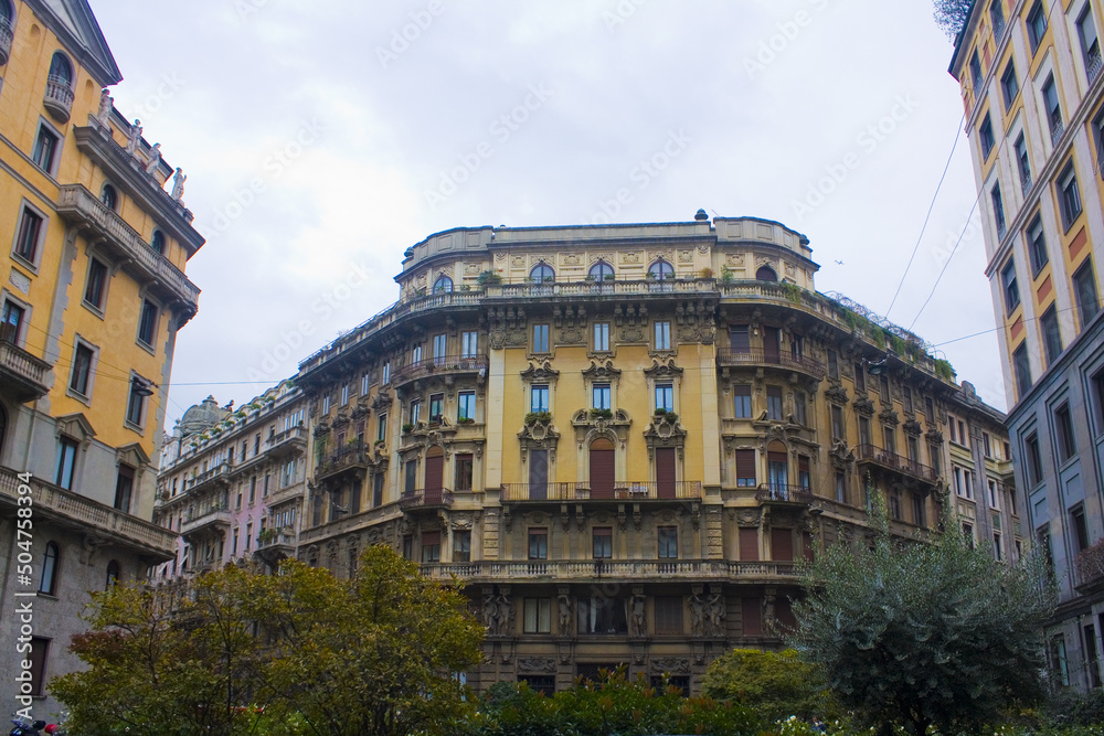 Impressive Art Nouveau building in Porta Venezia district in Milan