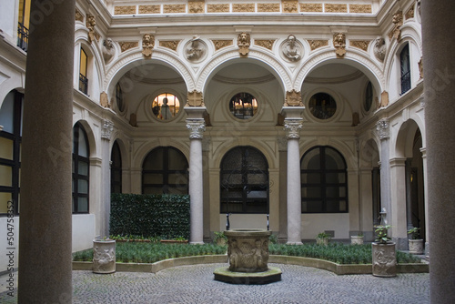 Courtyard of an Old Palace in Porta Venezia district in Milan photo