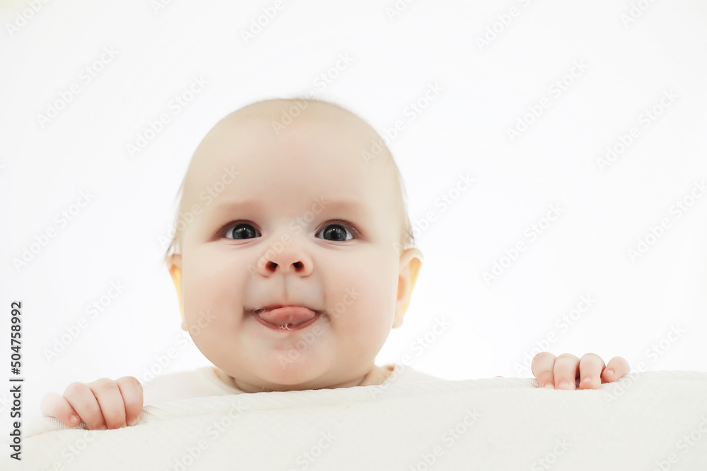 Baby and emotions. Little baby and place for text. Baby and emotions. Little baby and place for text.