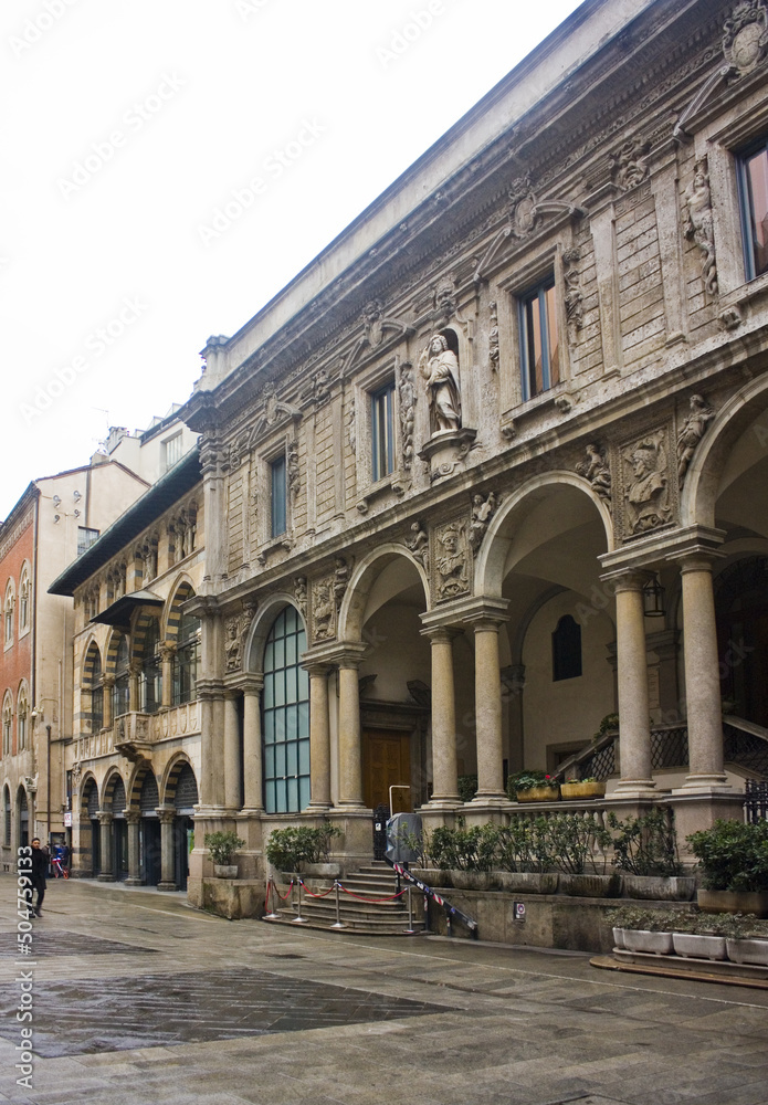 Palace of the Palatine School (Palazzo delle Scuole Palatine) at Piazza dei Mercanti in Milan