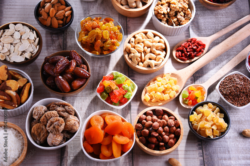 Composition with dried fruits and assorted nuts. Delicacies Composition with dried fruits and assorted nuts. Delicacies