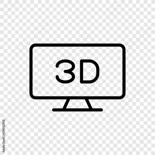 3D, TV simple icon vector. Flat design. Transparent grid.ai