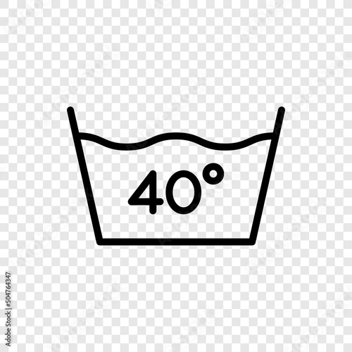 Laundry, 40 degrees simple icon vector. Flat design. Transparent grid.ai