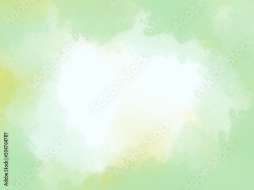 Abstract spotted light green background with yellow spots and white space in the center.