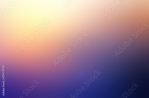 Dawn sky deep blue orange yellow gradient soft background. Diffused sunshine on vivid colors blur backdrop.