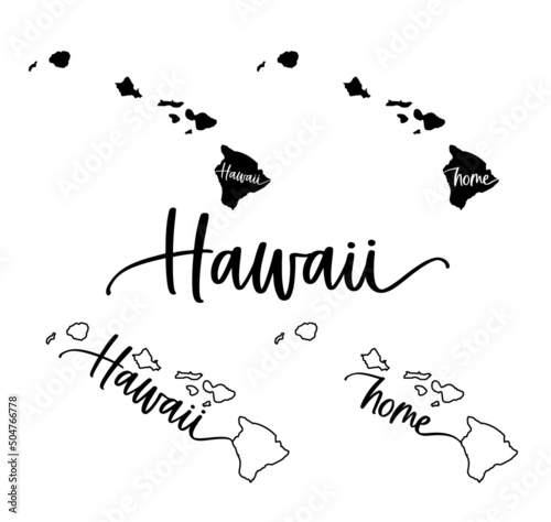 Stylized map of the U.S. state of Hawaii vector illustration