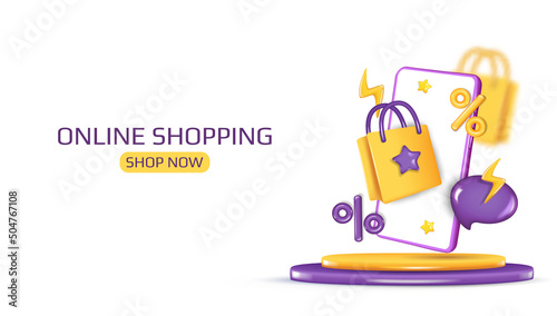 Online shopping.The concept of mobile marketing and e-commerce. Online store, e-commerce concept. Online shopping on application and website concept.