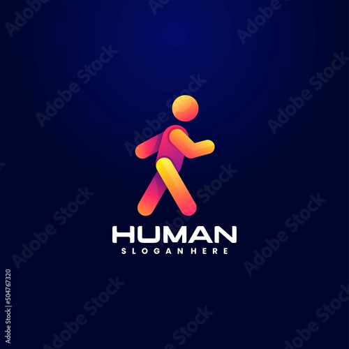 Vector Logo Illustration Human Gradient Colorful Style