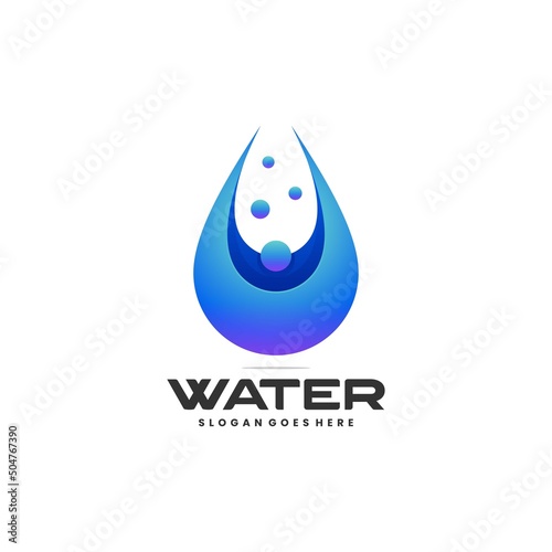 Vector Logo Illustration Water Gradient Colorful Style