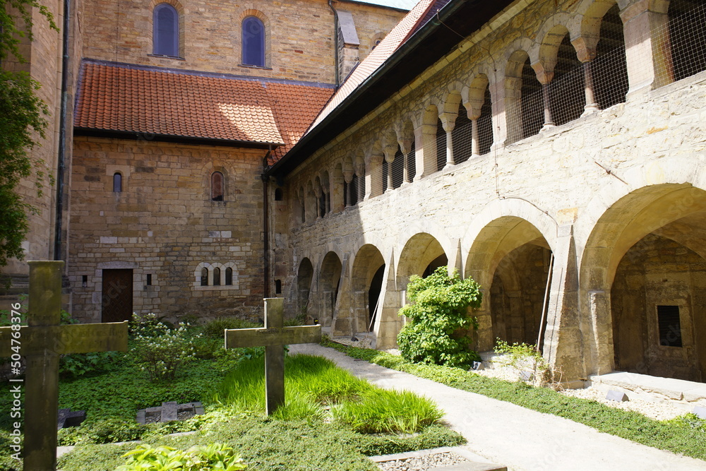 Courtyard of Hildesheim Cathedral, St. Mary's Cathedral. Germany