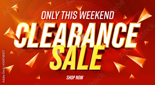 Clearance sale banner with promo offer on 3d back