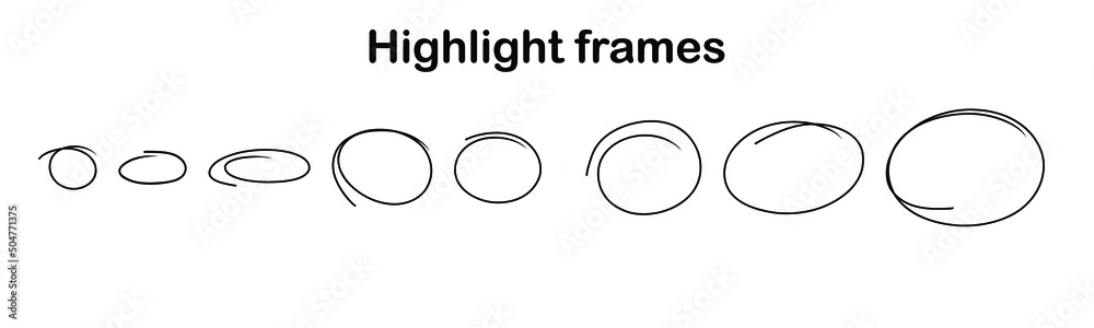 Sketch highlight ovals set. Doodle Marker hand drawn highlight circles frame. Marker sketch. Highlighting text and important objects. Round scribble frames. Stock vector illustration on white. Sketch highlight ovals set. Doodle Marker hand drawn highlight circles frame. Marker sketch. Highlighting text and important objects. Round scribble frames. Stock vector illustration on white.