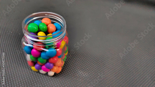 colorful candy in a glass bowl