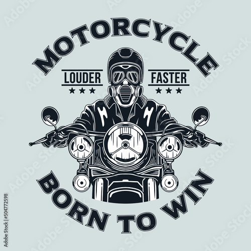 Vintage Motorcycle T-shirt Design Vector.Biker Shirt.Also Use For Lebel, Emblems, Poster. Gas mask rides.