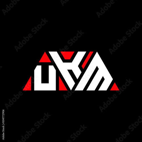 UKM triangle letter logo design with triangle shape. UKM triangle logo design monogram. UKM triangle vector logo template with red color. UKM triangular logo Simple, Elegant, and Luxurious Logo... photo