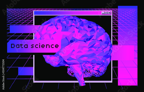Low-poly 3D illustration of a human brain. Concept of the artificial intelligence.