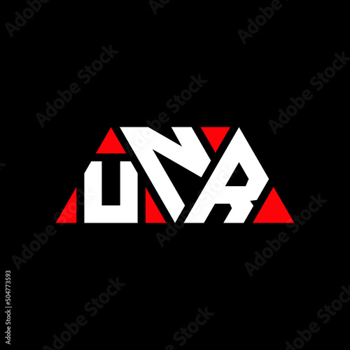 UNR triangle letter logo design with triangle shape. UNR triangle logo design monogram. UNR triangle vector logo template with red color. UNR triangular logo Simple, Elegant, and Luxurious Logo... photo