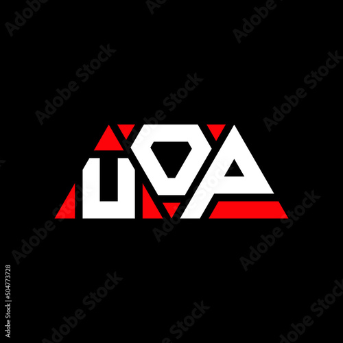 UOP triangle letter logo design with triangle shape. UOP triangle logo design monogram. UOP triangle vector logo template with red color. UOP triangular logo Simple, Elegant, and Luxurious Logo... photo