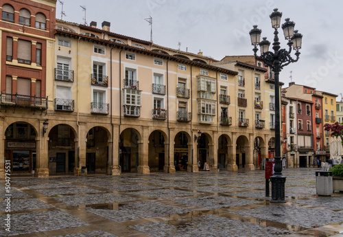 view of the historic Market Square in the old city center of Logrono