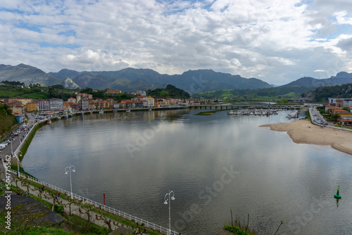view of Ribadesella and the Sella River estuary on the north coast of Spain in Asturias © makasana photo