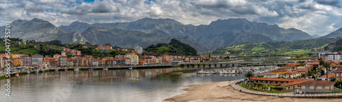 panorama view of Ribadesella and the Sella River estuary on the north coast of Spain in Asturias