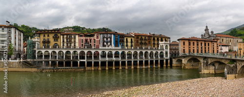 panorama view of the historic city center of Tolosa and the Oria River in the Spanish Basque Country photo