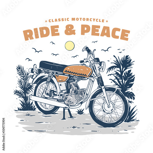 classic motorcycle illustration for t shirt or print