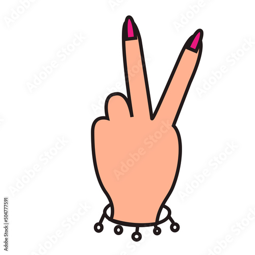 Photo Illustration of hands, peace sign on beige background