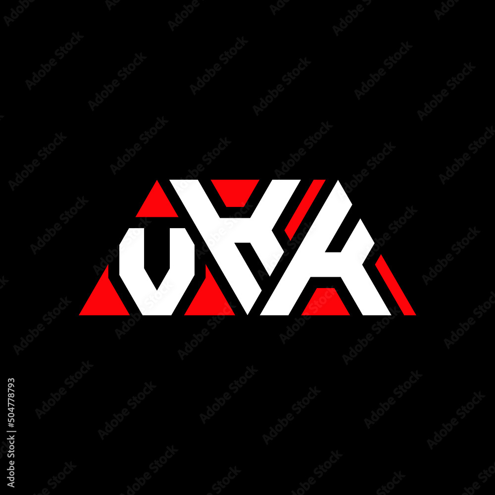 VKK triangle letter logo design with triangle shape. VKK triangle logo design monogram. VKK triangle vector logo template with red color. VKK triangular logo Simple, Elegant, and Luxurious Logo...