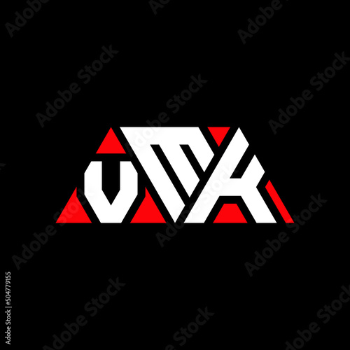VMK triangle letter logo design with triangle shape. VMK triangle logo design monogram. VMK triangle vector logo template with red color. VMK triangular logo Simple, Elegant, and Luxurious Logo... photo