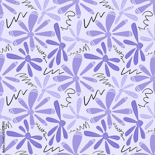 Vector illustration of beautiful flowers pattern. Abstract art print.