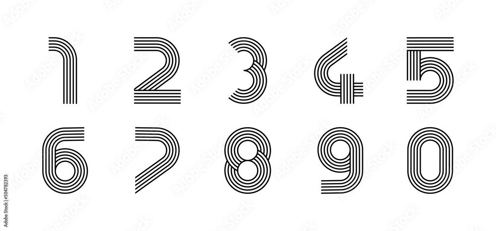 Digits linear modern logo. All numbers in line strip form. Alphabet number character and number linear abstract design. logo, corporate identity, app, creative poster and more.
