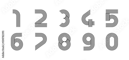 Digits linear modern logo. All numbers in line strip form. Alphabet number character and number linear abstract design. logo, corporate identity, app, creative poster and more. photo