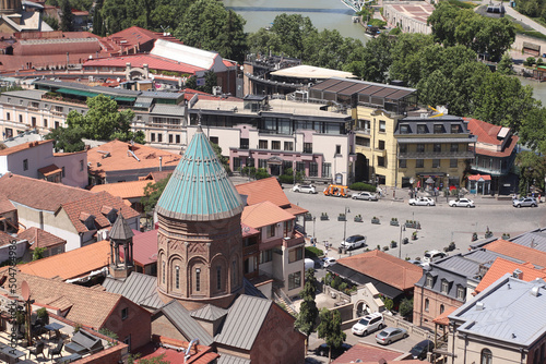 Panoramic top view of Tbilisi city photo