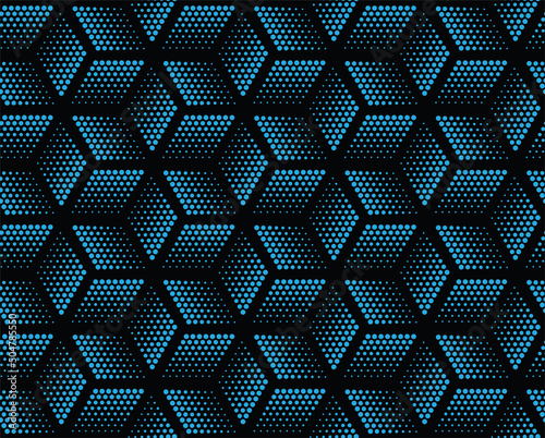 Seamless halftone hexagon shape dot pattern vector, Geometric Halftone Abstract pattern for Fabric and textile printing, sport jersey texture, wrapping paper, backdrops and packaging