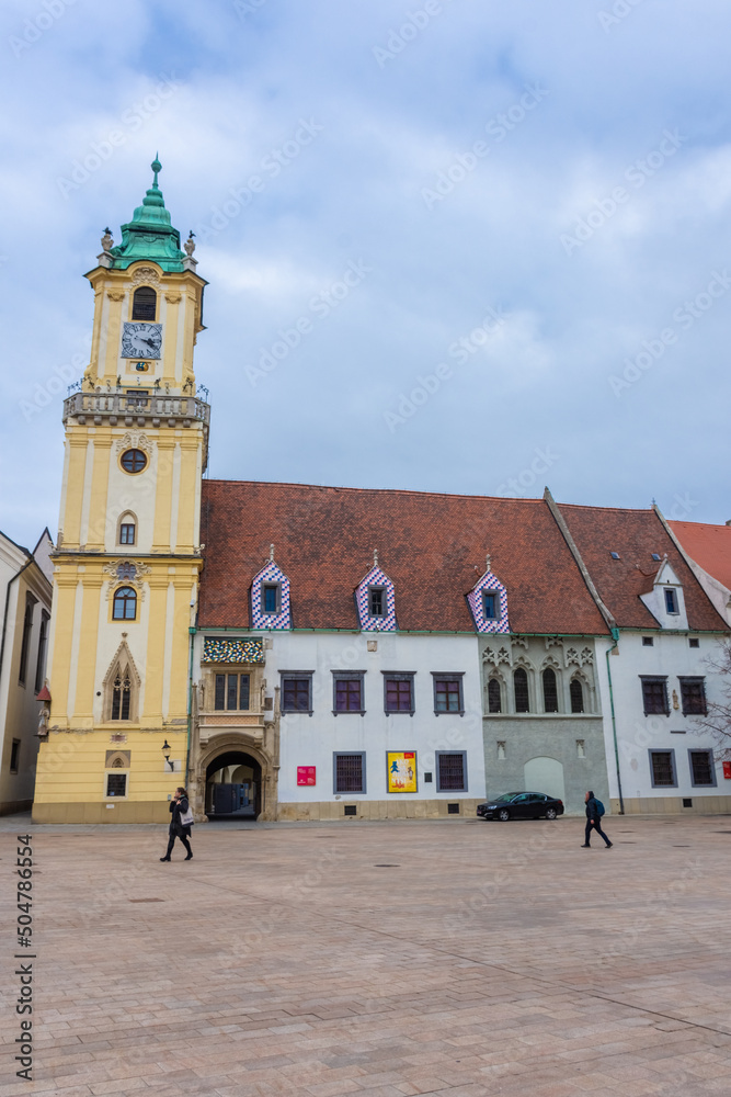 Main square of the historic center of Bratislava, Slovakia